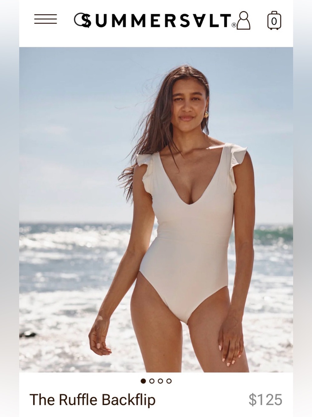 Summersalt Ruffle Backflip One Piece Swimsuit in White Sand (NWT Size 12)